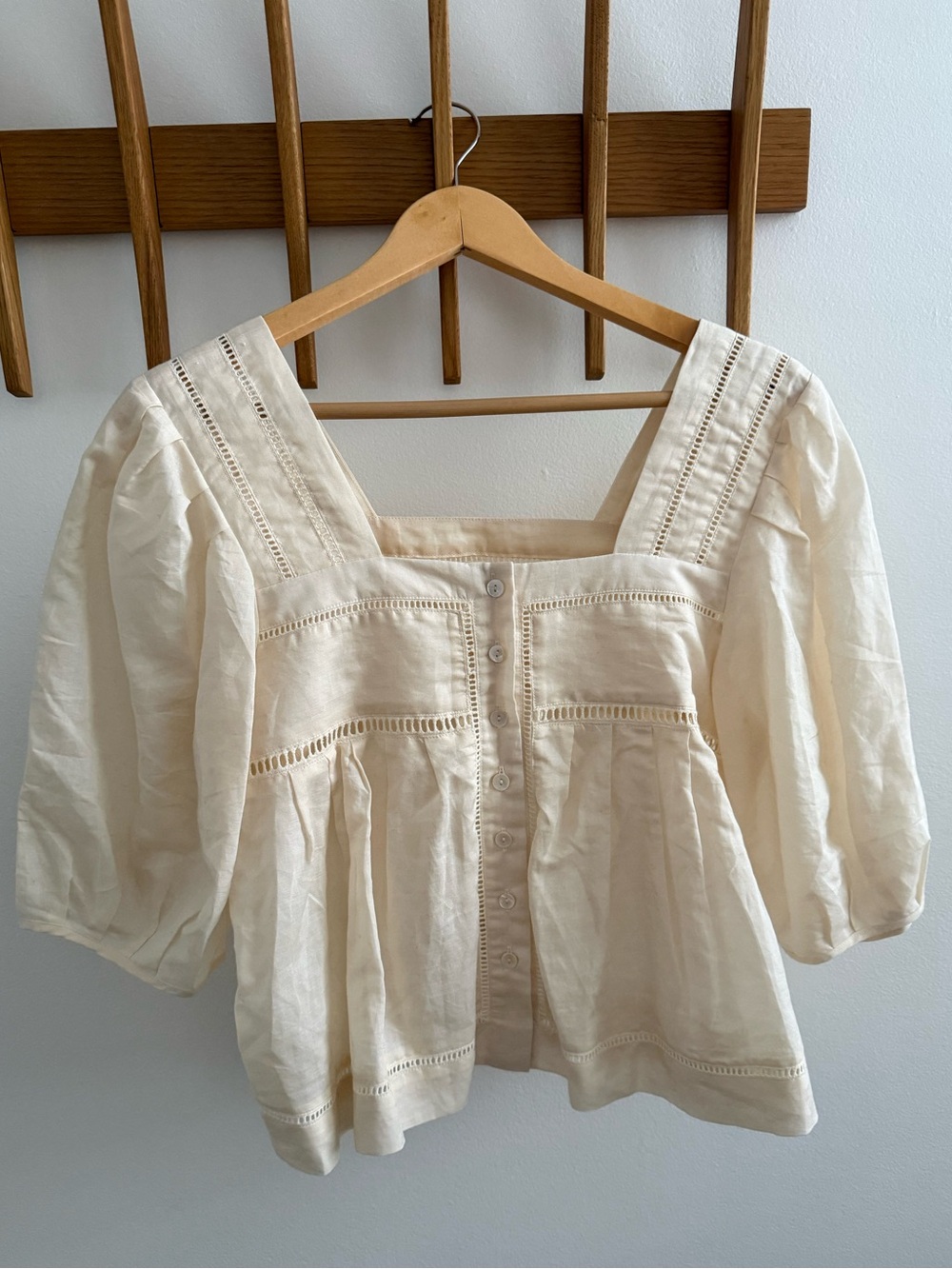 Loeffler Randall Yolanda White Long-Sleeved Blouse in Desert White
